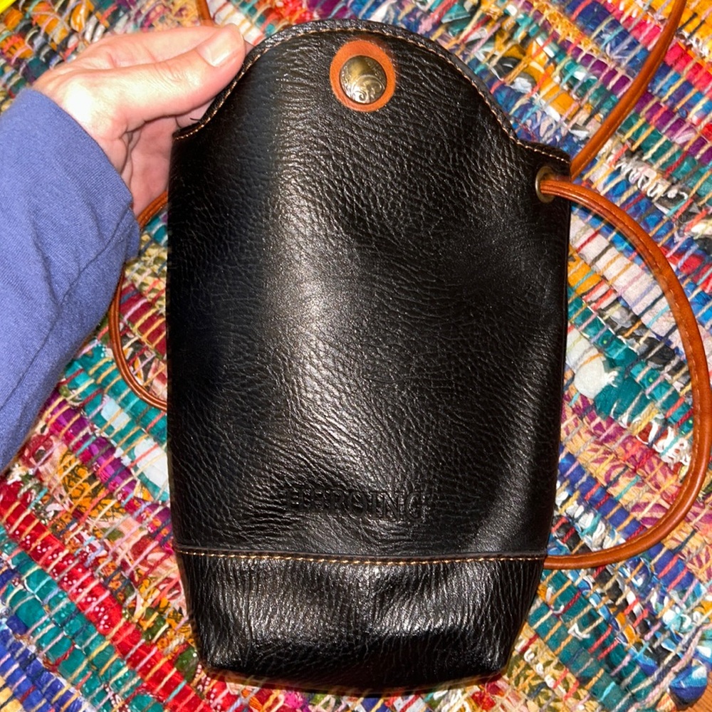 HEROING designer small black and brown crossbody leather bag pouch purse